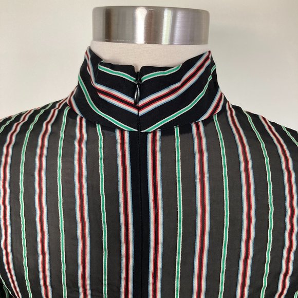 &Other Stories Sheer Chevron Stripe Top, Black/Stripe, 34/XS - Picture 11 of 13